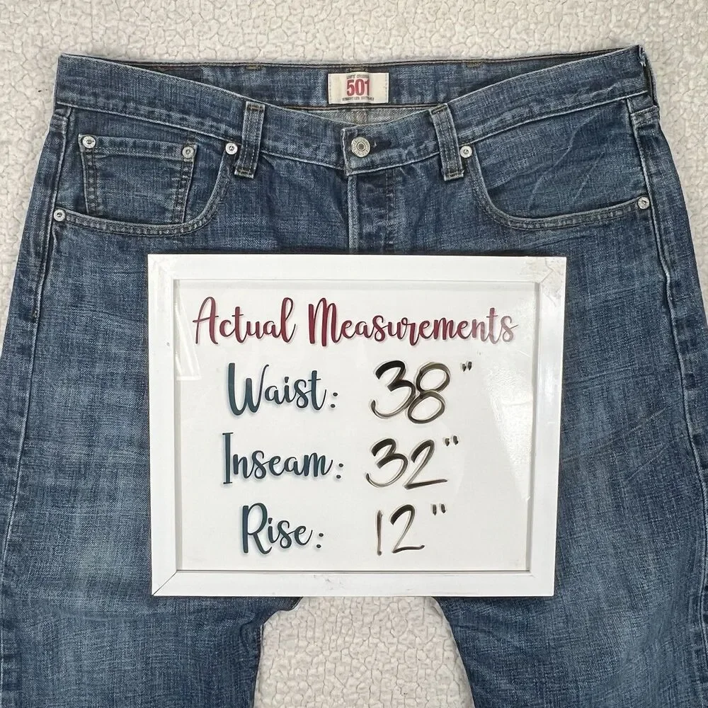 Levi’s 501 Jeans‎ Men’s 38x32 Blue Straight Leg Button Fly Grunge Y2K Skater